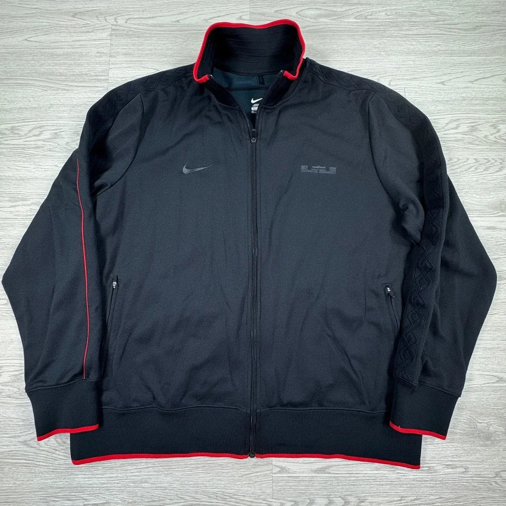 Nike Mens Track Jacket LeBron James Full‎ Zip Black Red 3XL Basketball